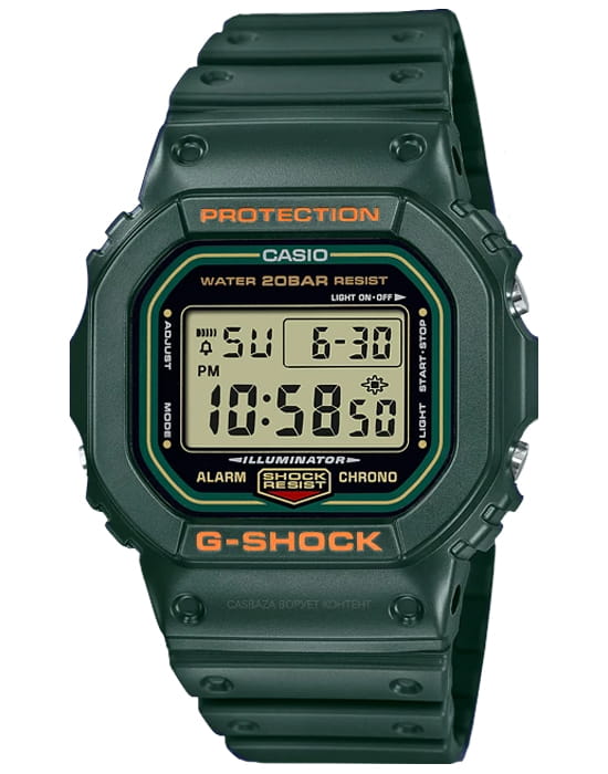 Casio Casio G-Shock DW-5600RB-3 DW-5600 DW-5600RB-3ER электронные мужские часы серый циферблат, браслет пластик — вид спереди